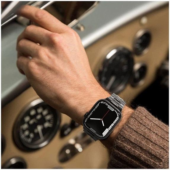 Λουράκι Stainless Line για Apple Watch 8 / 9 / 10 / 11 / SE / Ultra (44 / 45 / 46 / 49 mm), Titanium/Orange, Tech-Protect