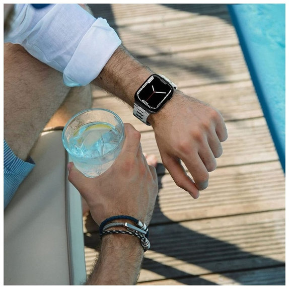 Λουράκι Stainless Line για Apple Watch 8 / 9 / 10 / 11 / SE / Ultra (44 / 45 / 46 / 49 mm), Titanium/Orange, Tech-Protect