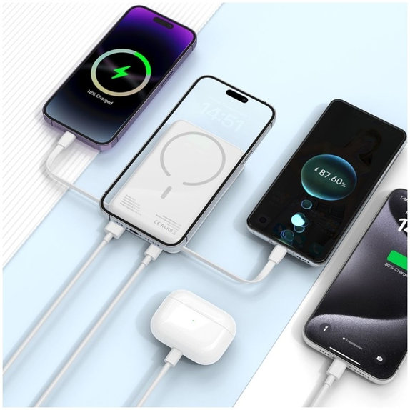 Power bank PB31 Lifemag MagSafe 10000mAh, λευκή, Tech-Protect