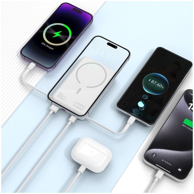Power bank PB31 Lifemag MagSafe 10000mAh, λευκή, Tech-Protect