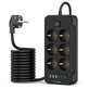 Φορτιστής δικτύου PC6X6 Power Strip 3 USB & 3 USB-C & 6 Socket 200cm, μαύρη, Tech-Protect
