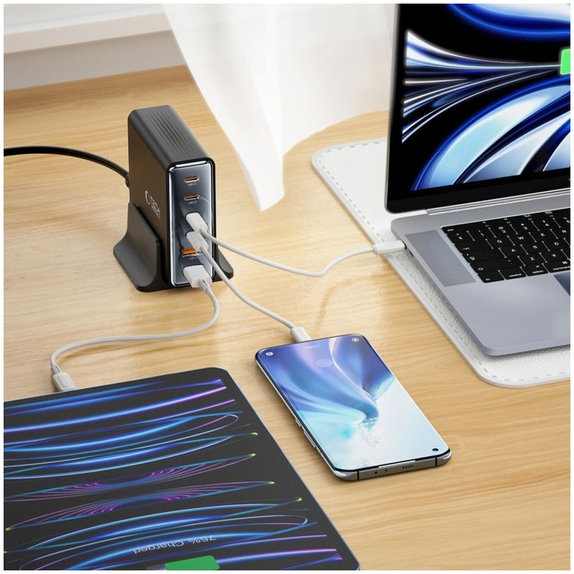 Φορτιστής δικτύου DC80W-GAN 6-PORT PD 80W / QC3.0, μαύρη, Tech-Protect