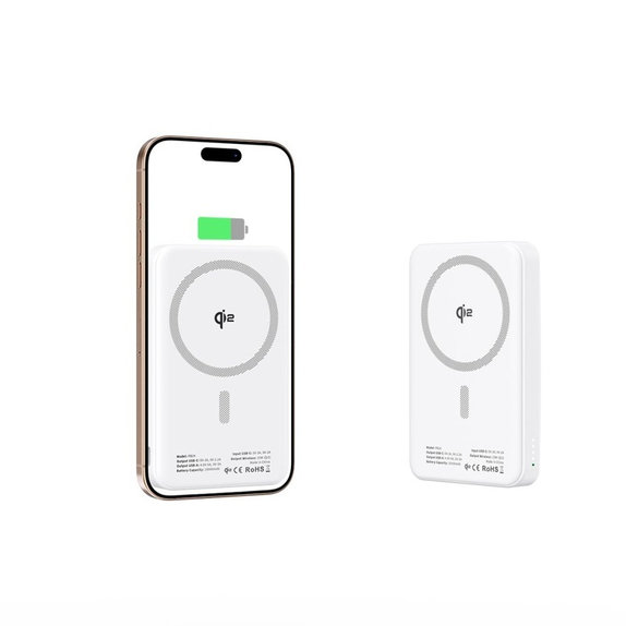 Power bank PB24 Lifemag Qi2 MagSafe 10000mAh, λευκή, Tech-Protect