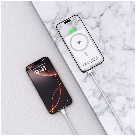 Power bank PB24 Lifemag Qi2 MagSafe 10000mAh, λευκή, Tech-Protect