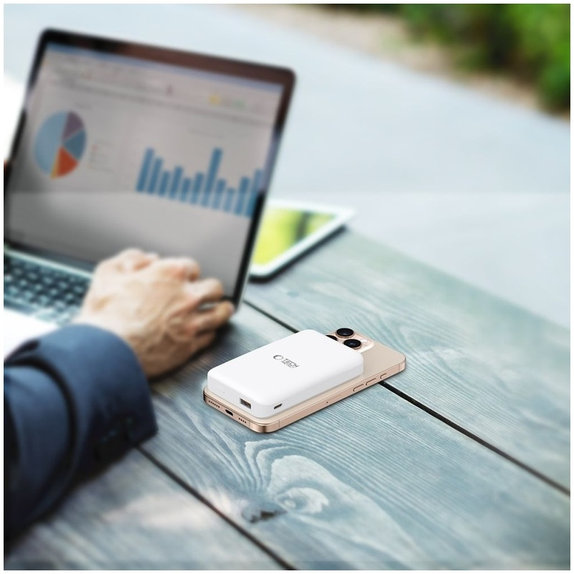 Power bank PB24 Lifemag Qi2 MagSafe 10000mAh, λευκή, Tech-Protect