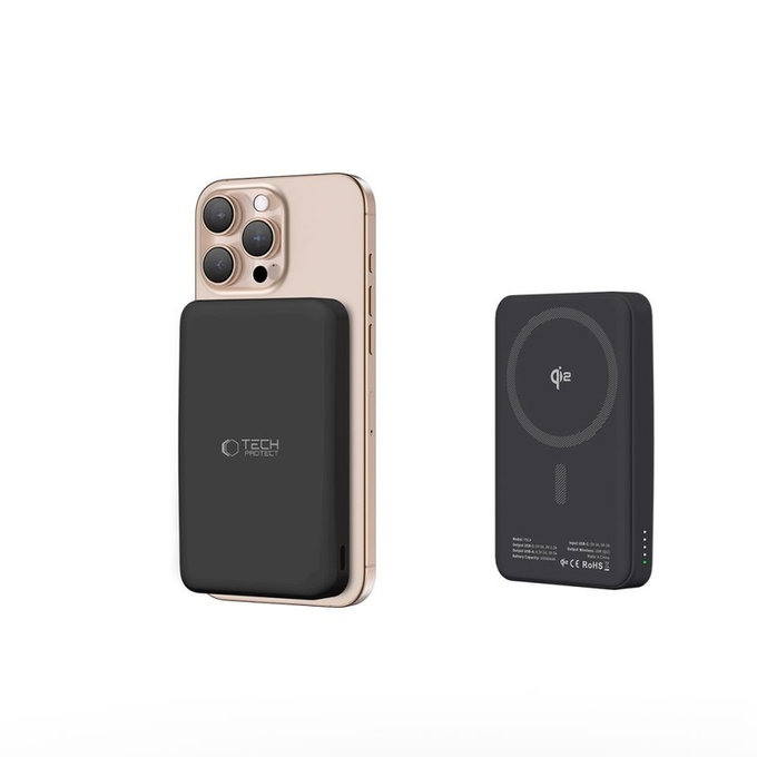 Power bank PB24 Lifemag Qi2 MagSafe 10000mAh, μαύρη, Tech-Protect
