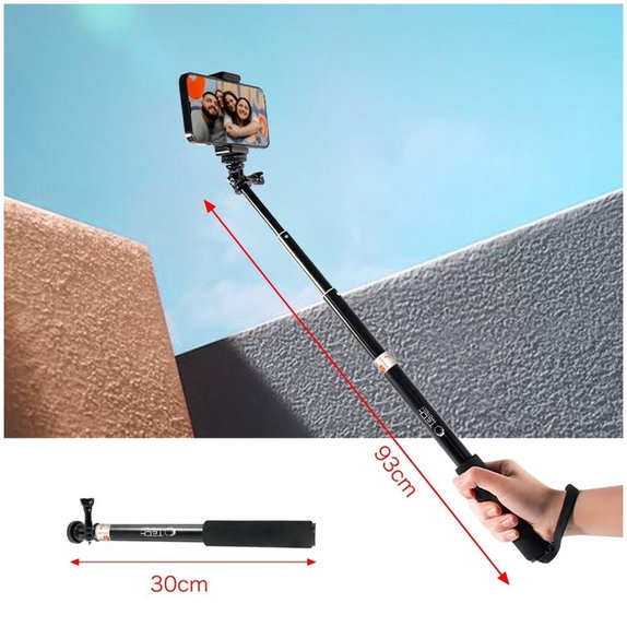 Selfie stick με τρίποδο GA100 για GoPro / DJI / INSTA360, μαύρη, Tech-Protect