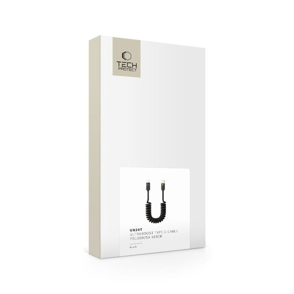 Καλώδιο UB20T Ultraboost USB-C Cable PD 100W / 5A 180CM, μαύρη, Tech-Protect