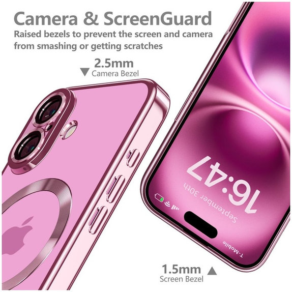 Θήκη MagFlex MagSafe για iPhone 16 Shiny Rose, Tech-Protect