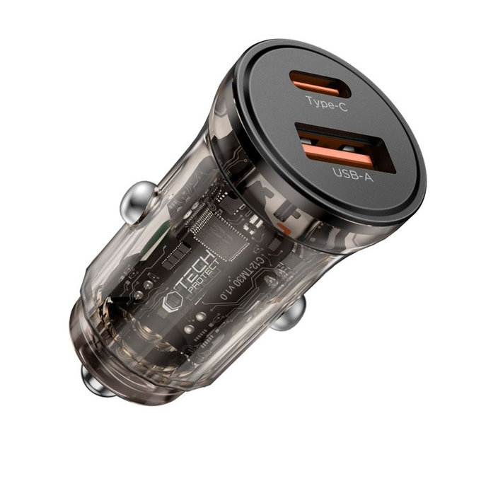 Φορτιστής αυτοκινήτου CC01 2-PORT PD 45W / QC3.0, μαύρη, Tech-Protect