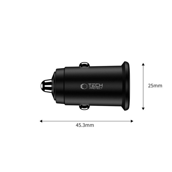 Φορτιστής αυτοκινήτου CC02 2-PORT PD 35W / QC3.0, μαύρη, Tech-Protect