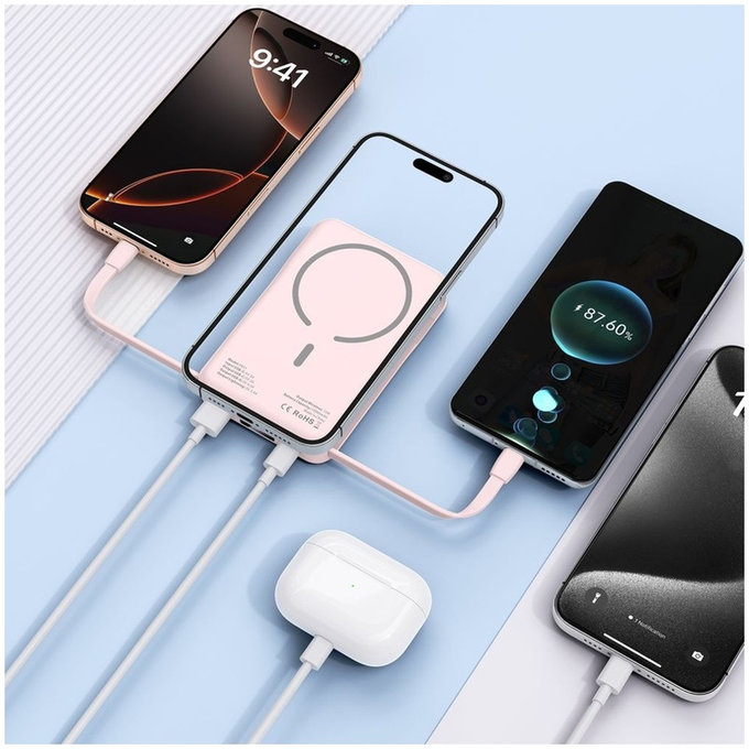 Power bank PB31 Lifemag MagSafe 10000mAh, ροζ, Tech-Protect