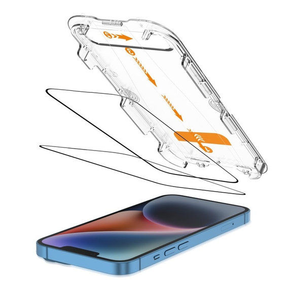 Σκληρυμένο γυαλί Quick Set+ 2-PACK για iPhone 13 / 13 Pro / 14 / 16E / 17E, μαύρη, Tech-Protect