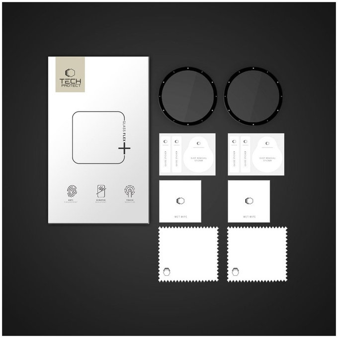 Υβριδικό γυαλί Glass Flex+ 2-PACK για Garmin Venu 3, μαύρη, Tech-Protect