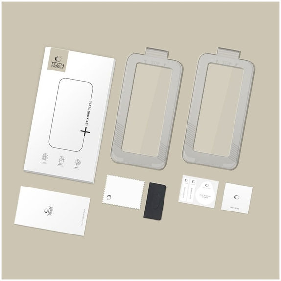Σκληρυμένο γυαλί Quick Set+ 2-PACK για iPhone 17, μαύρη, Tech-Protect