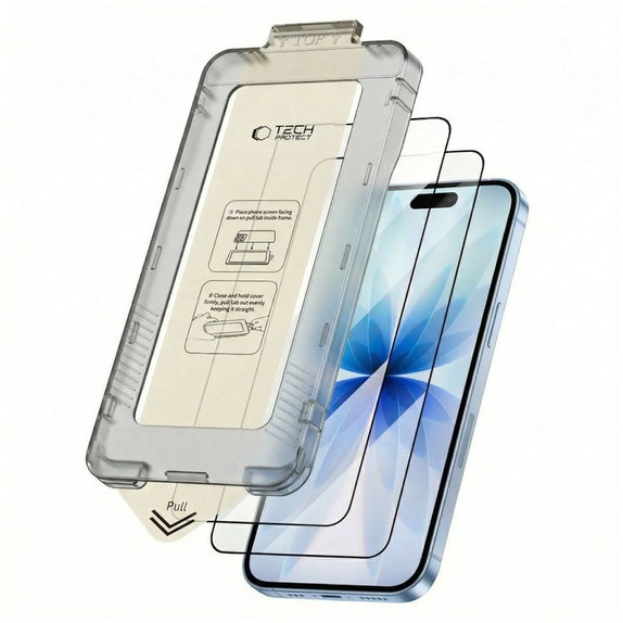 Σκληρυμένο γυαλί Quick Set+ 2-PACK για iPhone 17, μαύρη, Tech-Protect
