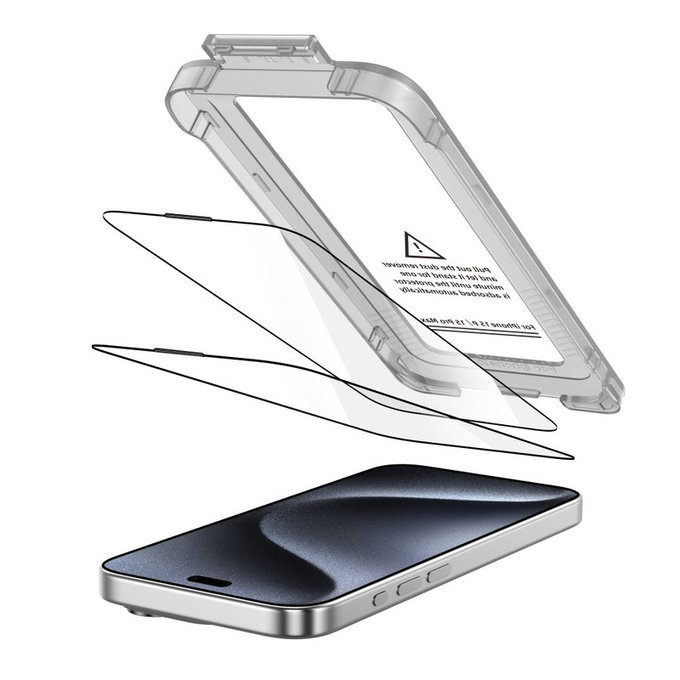 Σκληρυμένο γυαλί Quick Set+ 2-PACK για iPhone 15 Pro, μαύρη, Tech-Protect