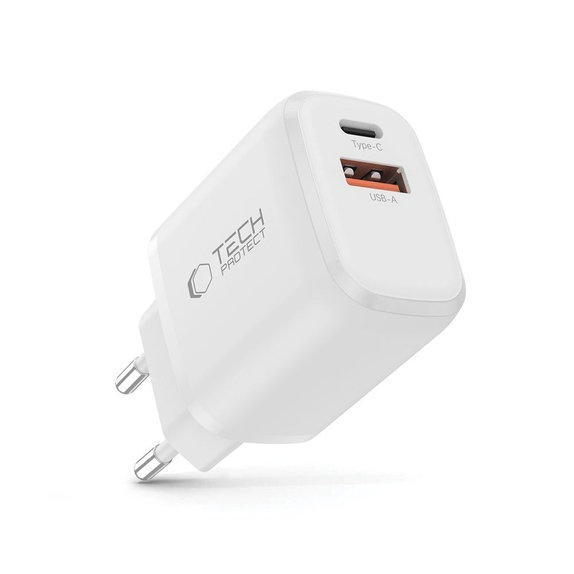 Φορτιστής δικτύου NCA20 2-PORT PD 20W / QC3.0, λευκή, Tech-Protect