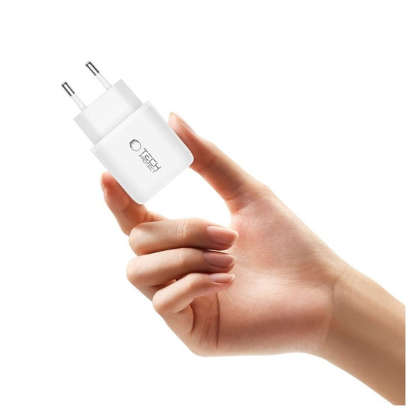 Φορτιστής δικτύου NCA20 2-PORT PD 20W / QC3.0 + USB-C Cable, λευκή, Tech-Protect