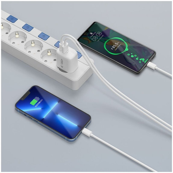 Φορτιστής δικτύου NCA20 2-PORT PD 20W / QC3.0 + USB-C Cable, λευκή, Tech-Protect