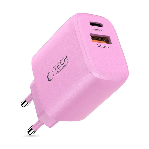 Φορτιστής δικτύου NCA20 2-PORT PD 20W / QC3.0, Baby Pink, Tech-Protect