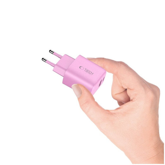 Φορτιστής δικτύου NCA20 2-PORT PD 20W / QC3.0, Baby Pink, Tech-Protect