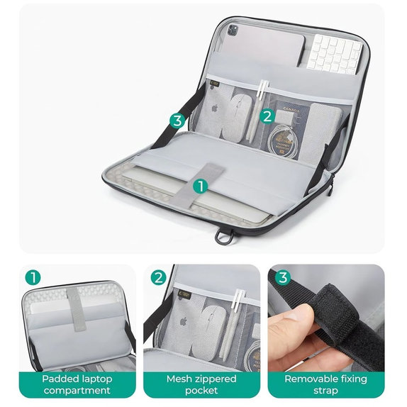 Θήκη laptop Ranger-X Tactical 13-14, μαύρη, Tech-Protect
