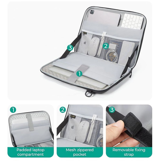 Θήκη laptop Ranger-X Tactical 13-14, μαύρη, Tech-Protect