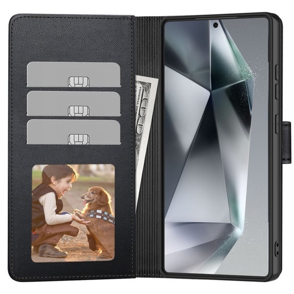 Θήκη Wallet για Samsung S25 FE, μαύρη, Tech-Protect