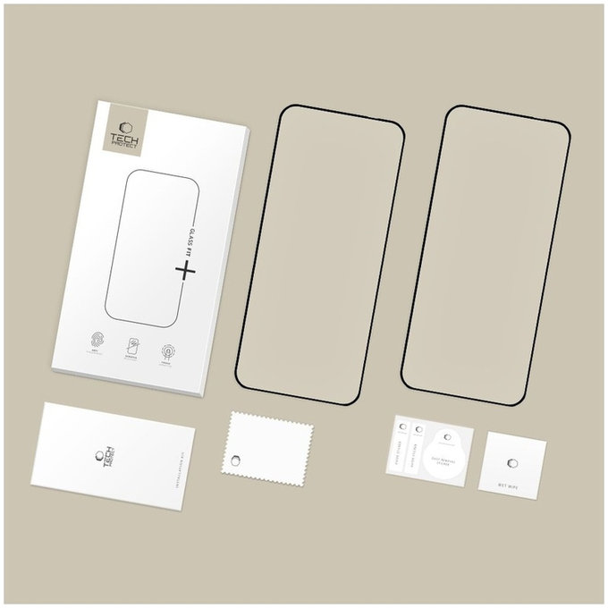 Σκληρυμένο γυαλί Glass Fit+ 2-PACK για Motorola Edge 50 Neo / 60 Neo, μαύρη, Tech-Protect