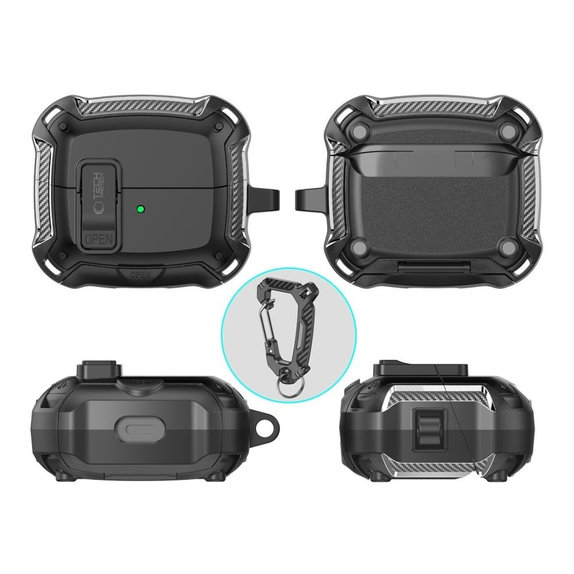 Θήκη ακουστικών Carbonox MagSafe για Samsung Buds 3 / 3 FE / 3 Pro, μαύρη, Tech-Protect