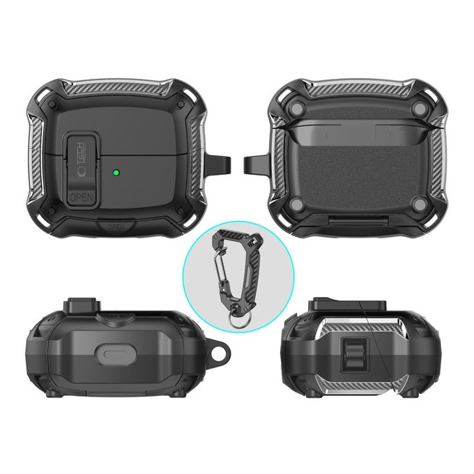 Θήκη ακουστικών Carbonox MagSafe για Samsung Buds 3 / 3 FE / 3 Pro, μαύρη, Tech-Protect