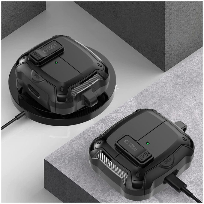 Θήκη ακουστικών Carbonox MagSafe για Samsung Buds 3 / 3 FE / 3 Pro, μαύρη, Tech-Protect