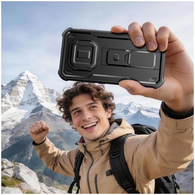 Θήκη Kevlar Cam+ με 2 μπροστινά πλαίσια για Xiaomi Redmi Note 15 Pro 5G, μαύρη, Tech-Protect