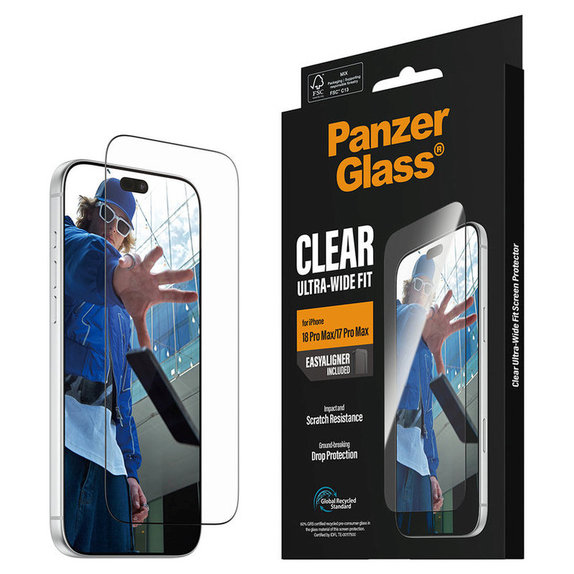 Προστατευτικό γυαλί UWF με εφαρμογέα για iPhone 18 Pro Max/17 Pro Max, Μαύρο, PanzerGlass