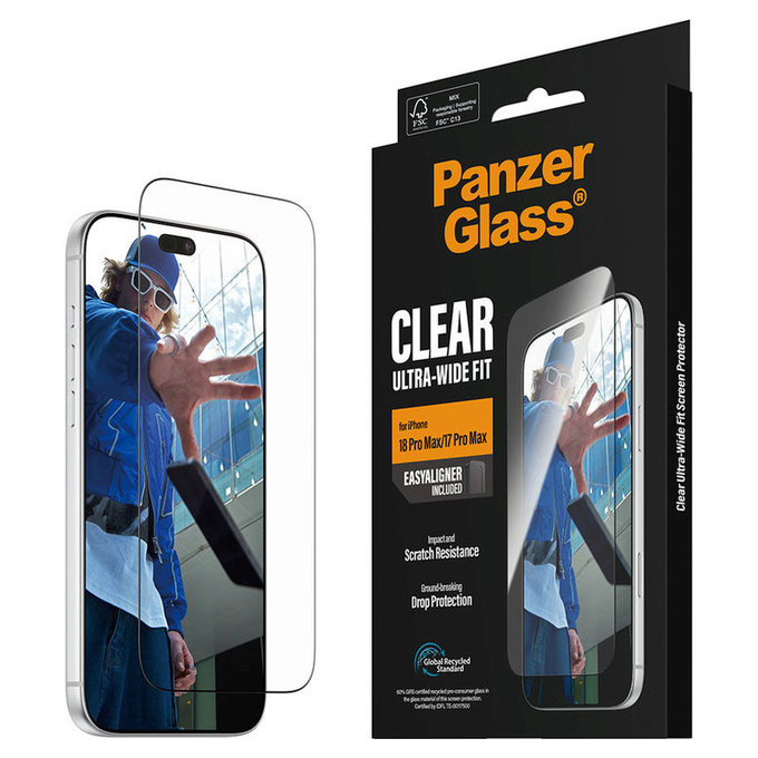 Προστατευτικό γυαλί UWF με εφαρμογέα για iPhone 18 Pro Max/17 Pro Max, Μαύρο, PanzerGlass