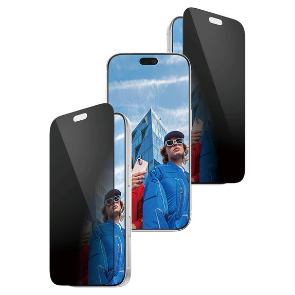 Προστατευτικό γυαλί UWF 2-Way Privacy με εφαρμογέα για iPhone 18 Pro, Μαύρο, PanzerGlass
