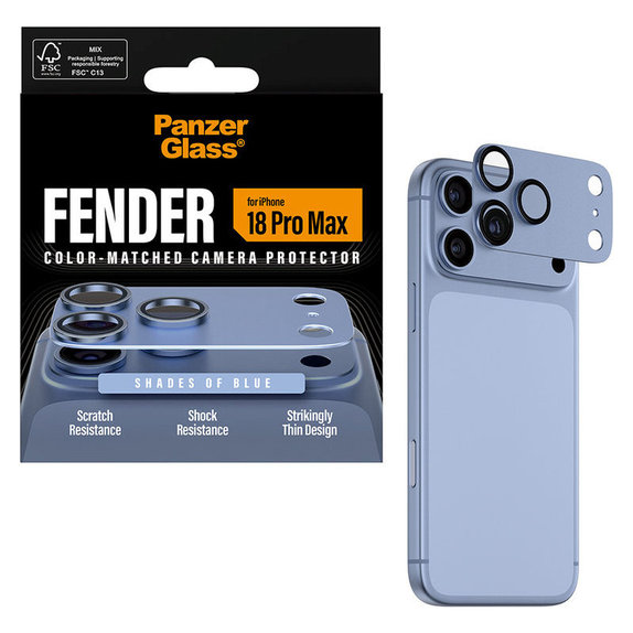 Προστατευτικό καλύμματος φακού Fender για iPhone 18 Pro Max, Italian Blue, PanzerGlass