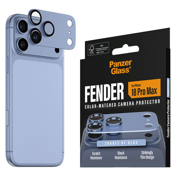 Προστατευτικό καλύμματος φακού Fender για iPhone 18 Pro Max, Italian Blue, PanzerGlass