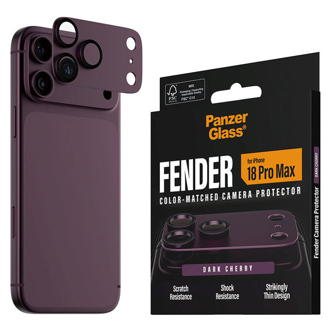 Προστατευτικό καλύμματος φακού Fender για iPhone 18 Pro Max, Dark Cherry, PanzerGlass