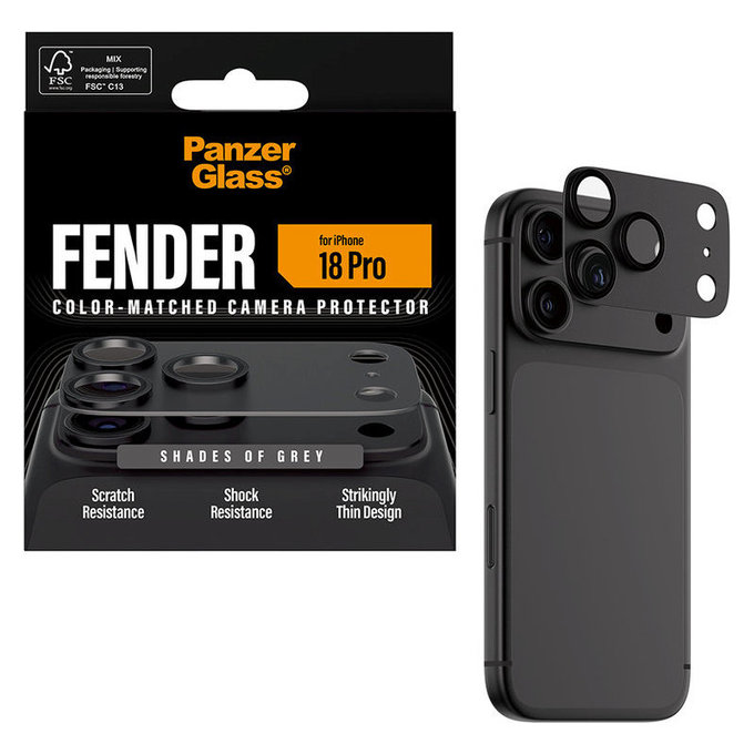 Προστατευτικό καλύμματος φακού Fender για iPhone 18 Pro, Shades of Grey, PanzerGlass