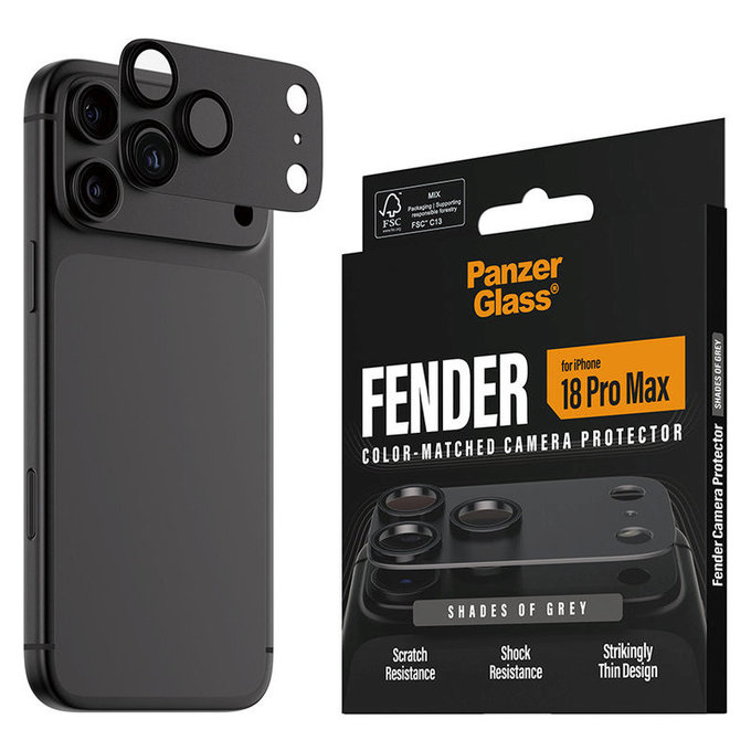 Προστατευτικό καλύμματος φακού Fender για iPhone 18 Pro Max, Shades of Grey, PanzerGlass