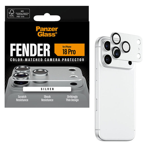 Προστατευτικό καλύμματος φακού Fender για iPhone 18 Pro, Ασημί, PanzerGlass