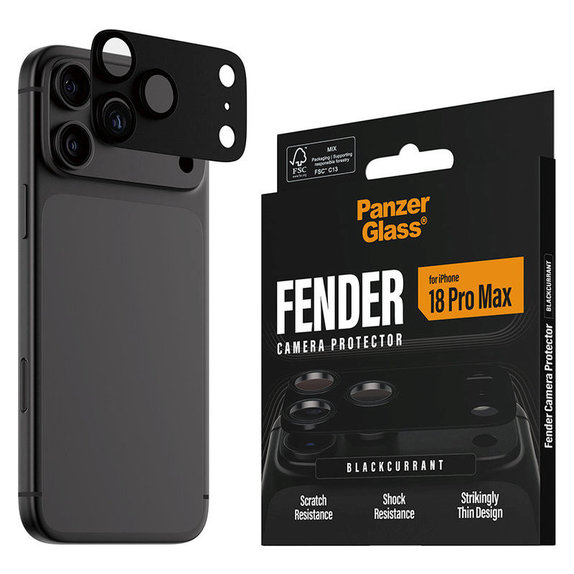 Προστατευτικό καλύμματος φακού Fender για iPhone 18 Pro Max, Black Currant Currant, PanzerGlass