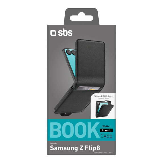 Θήκη Wallet Stand για Samsung Galaxy Z Flip8, Μαύρο, SBS