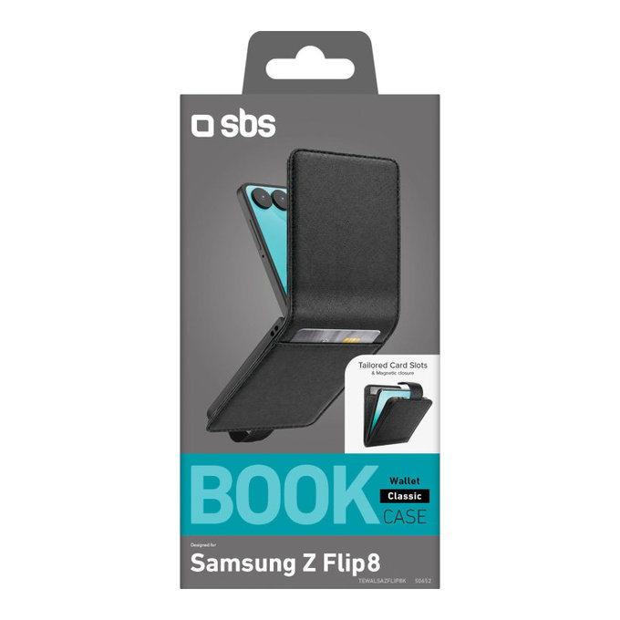 Θήκη Wallet Stand για Samsung Galaxy Z Flip8, Μαύρο, SBS