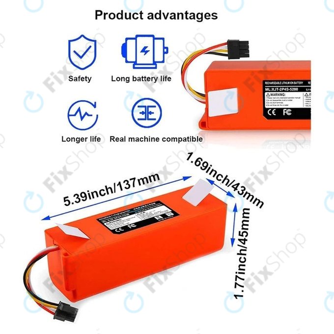 Μπαταρία για Xiaomi Roborock-series, Mi Robot Vacuum Mop 1S, Xiaowa-series, BRR-2P4S-5200, 5200mAh