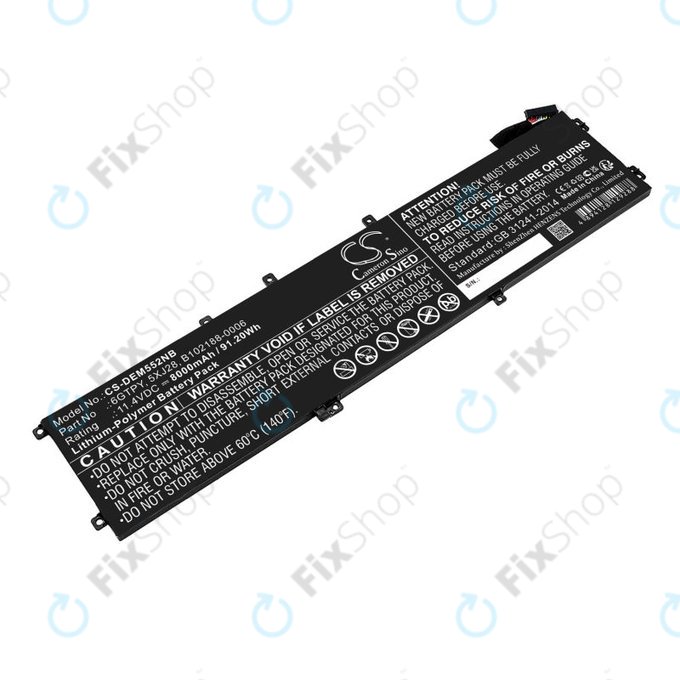 Μπαταρία για Dell XPS 15, Dell Precision 9560, 9570, 8000mAh, Li-Pol, 11.4V, 6GTPY, HQ