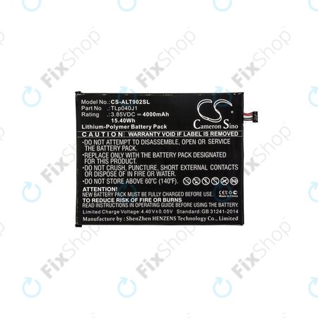 Μπαταρία για Alcatel 8082, Alcatel 9024w, 4000mAh, Li-Pol, 3.85V, TLp040J1, HQ