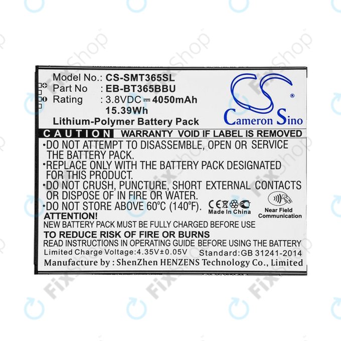 Μπαταρία για Samsung Galaxy Tab Active 2 8.0, 4050mAh, Li-Pol, 3.8V, EB-BT365BBU, HQ